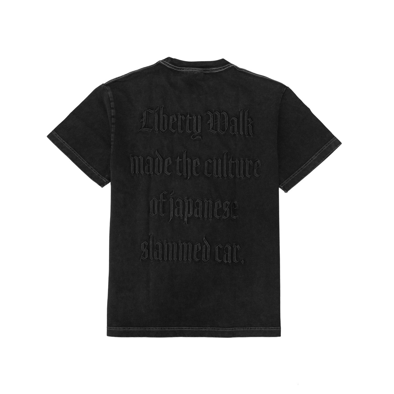 Liberty Walk Embroidered T-Shirt Washed Black | LBWK Gothic Script