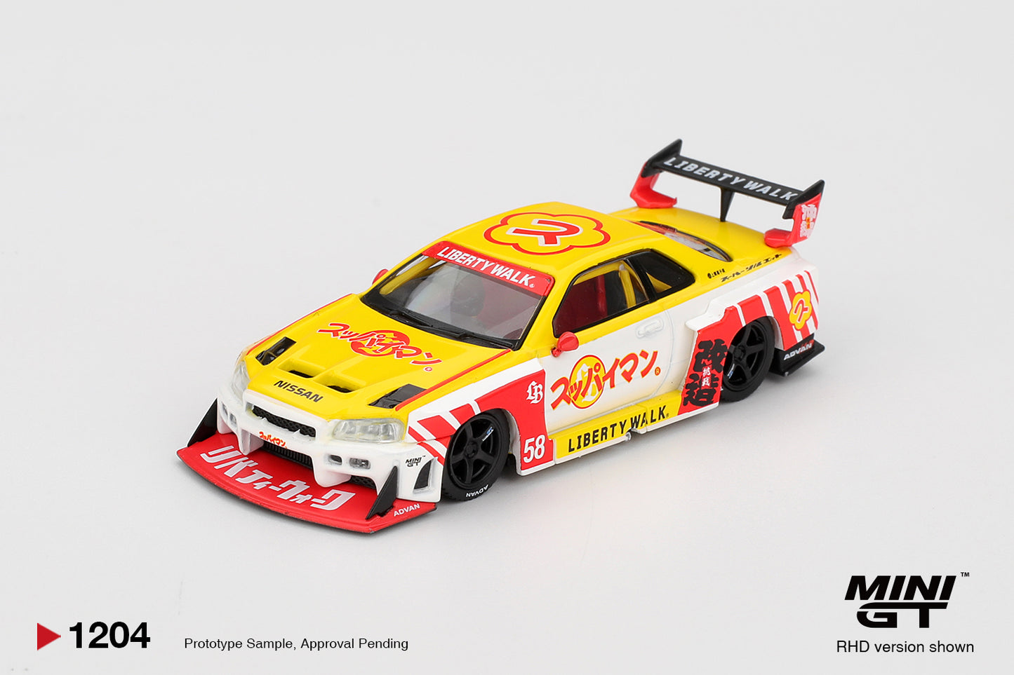 MGT01204-R - Mini GT - 1/64 Nissan Skyline R34 (Yellow/Red)
