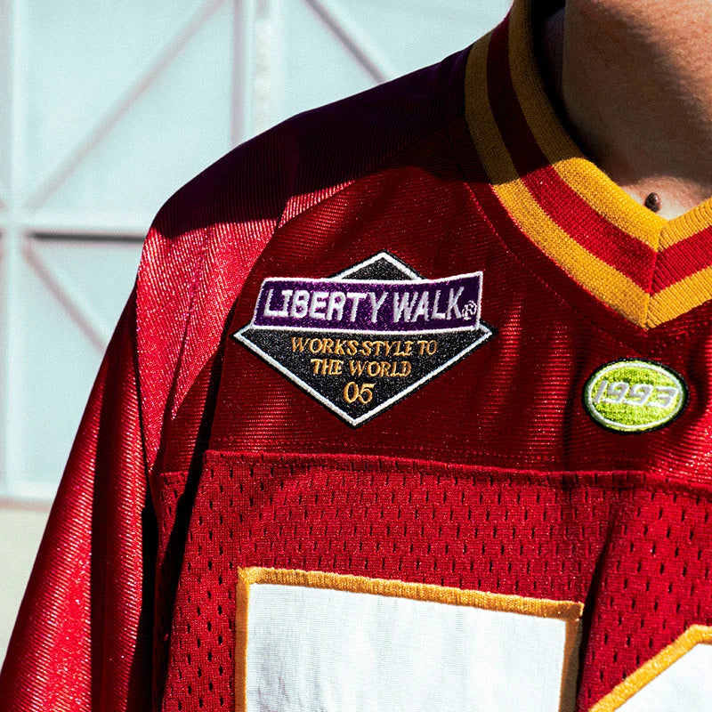 SH11-BUR - Liberty Walk 59 Football Mesh T-Shirt (Burgundy)
