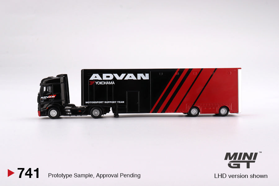 Mini GT - 1/64 Mercedes-Benz Actros w/ Racing Transporter (Advan)