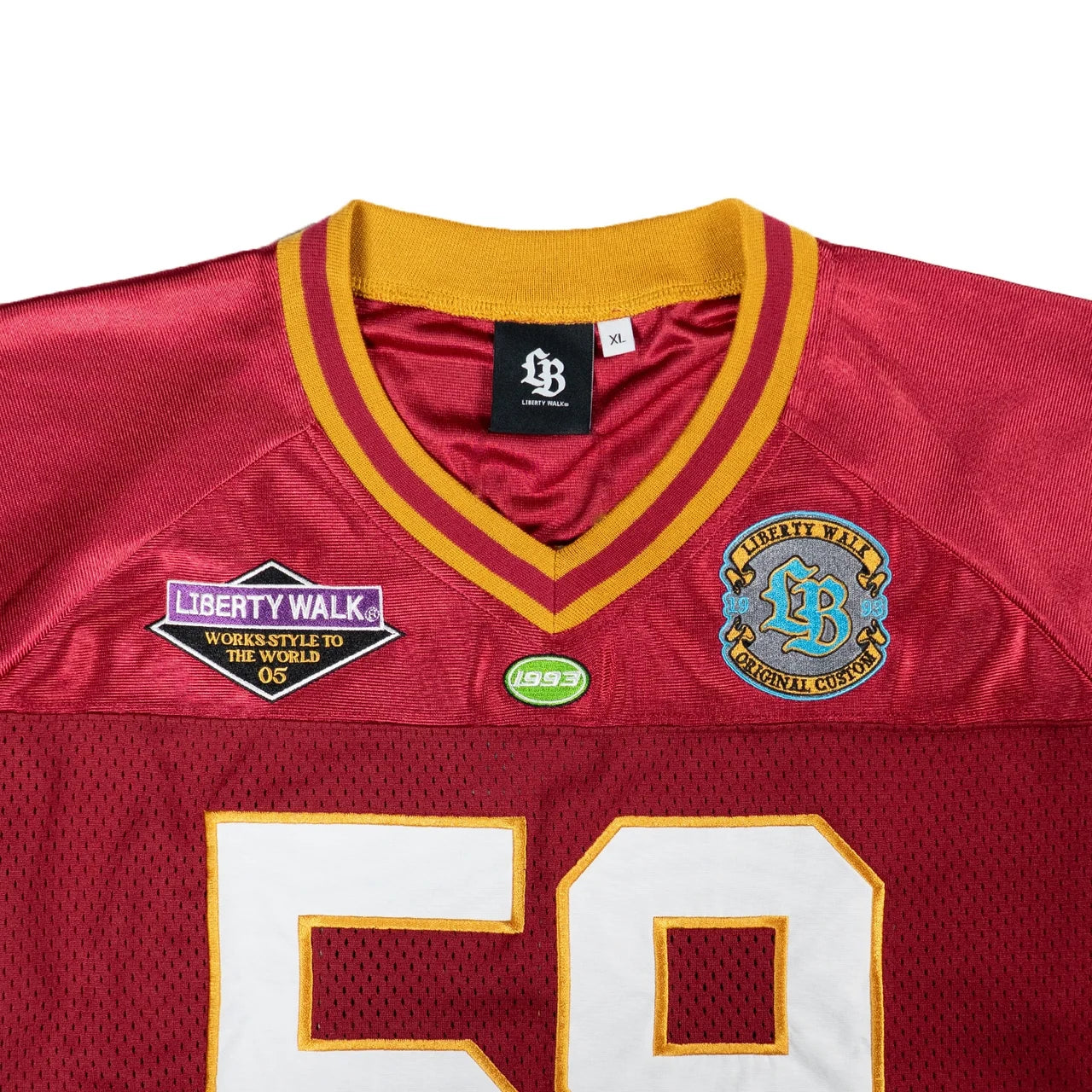 SH11-BUR - Liberty Walk 59 Football Mesh T-Shirt (Burgundy)