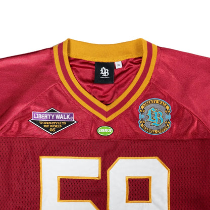SH11-BUR - Liberty Walk 59 Football Mesh T-Shirt (Burgundy)