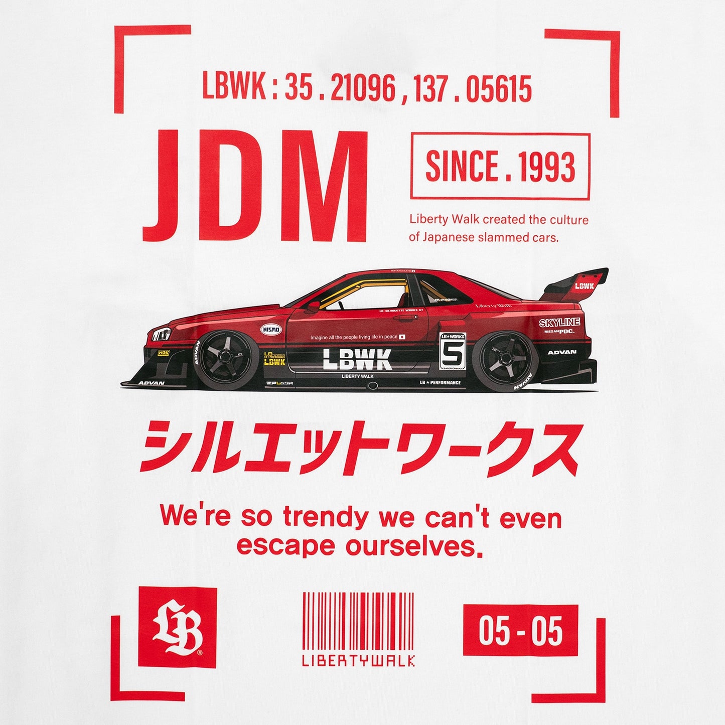LB JDM 'Box' R34 T-Shirt White