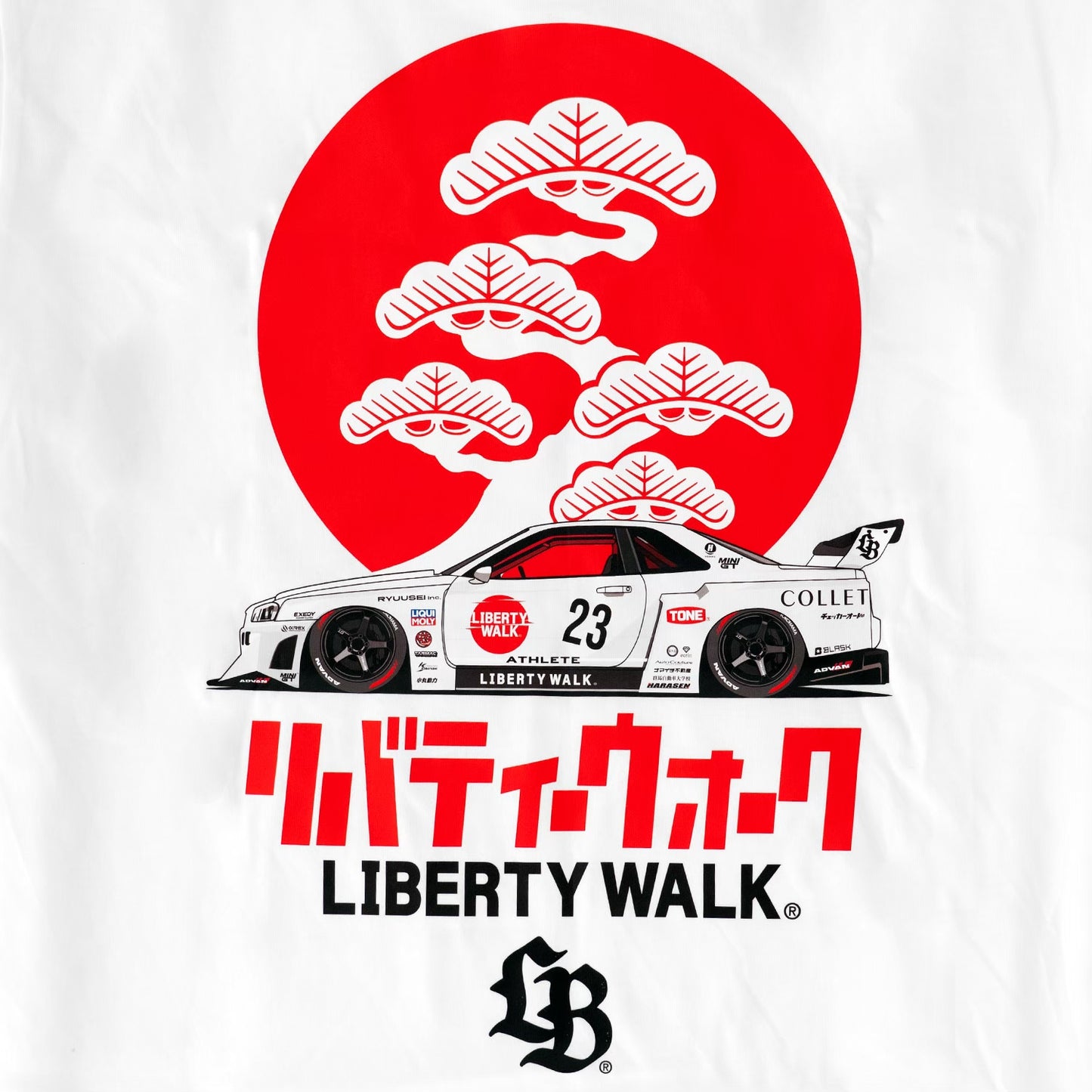 Liberty Walk Bonsai Hinomaru ER34 Tee White